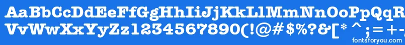 AmericanTypewriterBoldBt-fontti – valkoiset fontit sinisellä taustalla