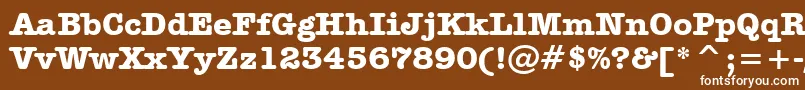 AmericanTypewriterBoldBt-fontti – valkoiset fontit ruskealla taustalla