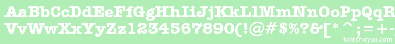 AmericanTypewriterBoldBt-fontti – valkoiset fontit vihreällä taustalla