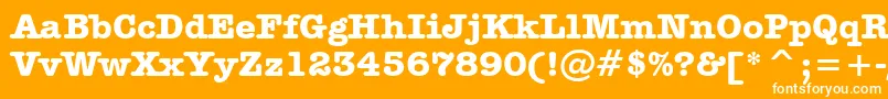 AmericanTypewriterBoldBt-fontti – valkoiset fontit oranssilla taustalla