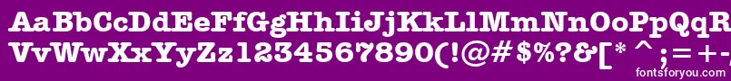 AmericanTypewriterBoldBt-fontti – valkoiset fontit violetilla taustalla