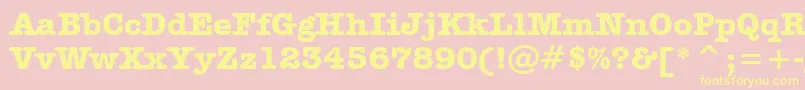 AmericanTypewriterBoldBt-fontti – keltaiset fontit vaaleanpunaisella taustalla