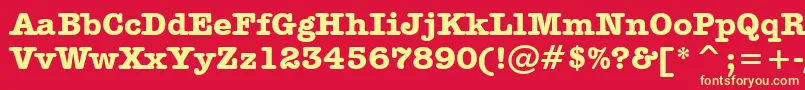 AmericanTypewriterBoldBt-fontti – keltaiset fontit punaisella taustalla