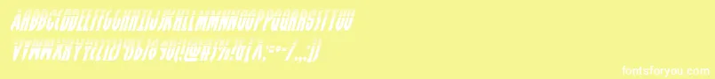 Grendelsmotherhalfital-Schriftart – Weiße Schriften auf gelbem Hintergrund