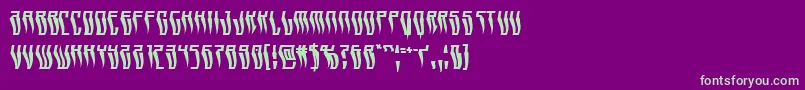 Swordtoothwarp-Schriftart – Grüne Schriften auf violettem Hintergrund