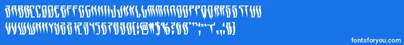 Swordtoothwarp-Schriftart – Weiße Schriften auf blauem Hintergrund