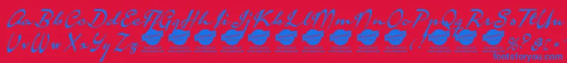 Шрифт CalendaryhandsPersonalUseOnly – синие шрифты на красном фоне