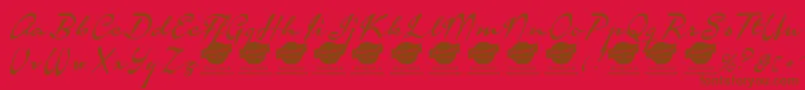 Fonte CalendaryhandsPersonalUseOnly – fontes marrons em um fundo vermelho