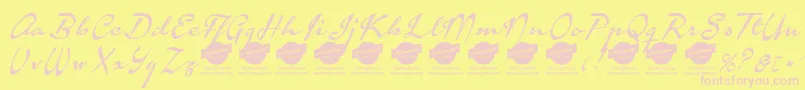 CalendaryhandsPersonalUseOnly-Schriftart – Rosa Schriften auf gelbem Hintergrund