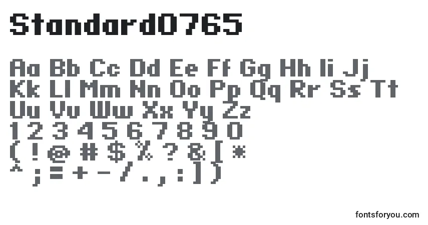 Standard0765-fontti – aakkoset, numerot, erikoismerkit