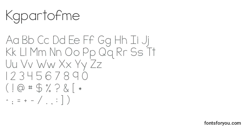 Czcionka Kgpartofme – alfabet, cyfry, specjalne znaki