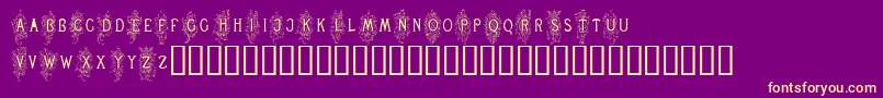 RenaissanceScrolls-Schriftart – Gelbe Schriften auf violettem Hintergrund