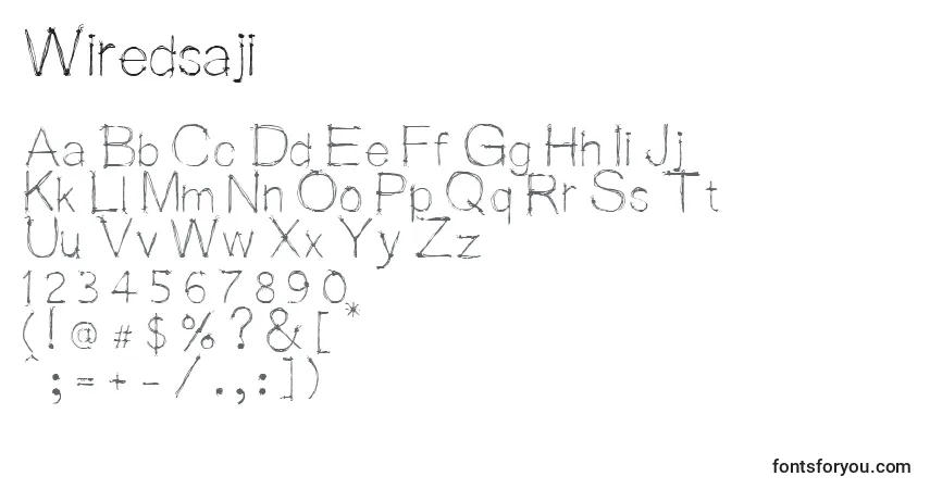 Schriftart Wiredsaji – Alphabet, Zahlen, spezielle Symbole