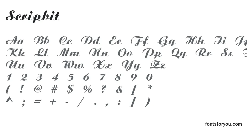 Шрифт Scripbit – алфавит, цифры, специальные символы