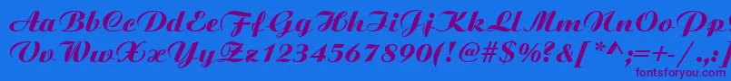 Scripbit-Schriftart – Violette Schriften auf blauem Hintergrund