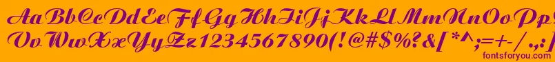 Scripbit-fontti – violetit fontit oranssilla taustalla