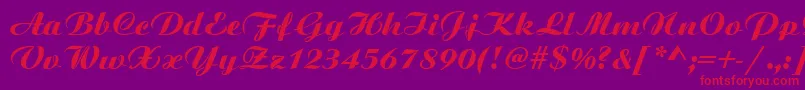 Scripbit-Schriftart – Rote Schriften auf violettem Hintergrund