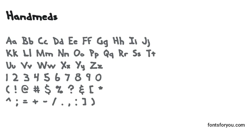 A fonte Handmeds – alfabeto, números, caracteres especiais
