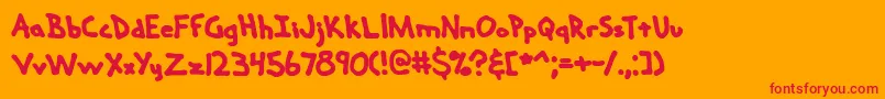 Handmeds-Schriftart – Rote Schriften auf orangefarbenem Hintergrund
