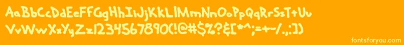 Fonte Handmeds – fontes amarelas em um fundo laranja