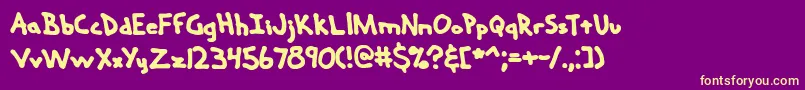 Handmeds-Schriftart – Gelbe Schriften auf violettem Hintergrund