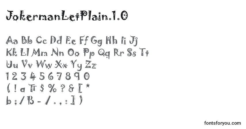A fonte JokermanLetPlain.1.0 – alfabeto, números, caracteres especiais