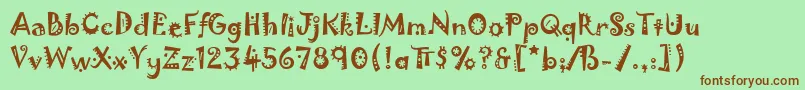 JokermanLetPlain.1.0 Font – Brown Fonts on Green Background