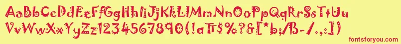 JokermanLetPlain.1.0 Font – Red Fonts on Yellow Background