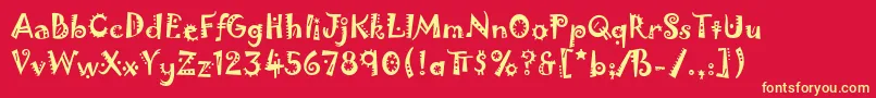 JokermanLetPlain.1.0 Font – Yellow Fonts on Red Background