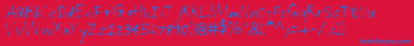 Grungehandwriting Font – Blue Fonts on Red Background