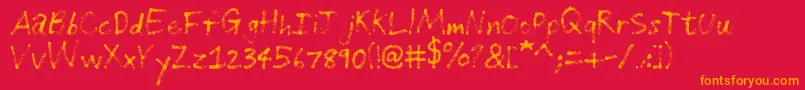 Grungehandwriting-Schriftart – Orangefarbene Schriften auf rotem Hintergrund