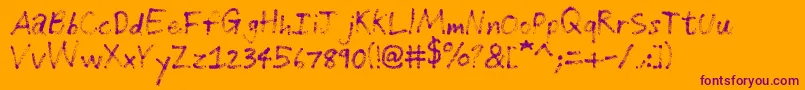 Grungehandwriting Font – Purple Fonts on Orange Background