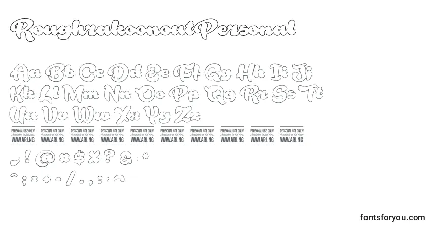 Schriftart RoughrakoonoutPersonal – Alphabet, Zahlen, spezielle Symbole