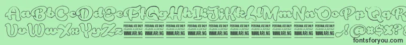 RoughrakoonoutPersonal Font – Black Fonts on Green Background