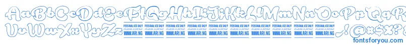 フォントRoughrakoonoutPersonal – 白い背景に青い文字