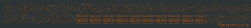 Fonte RoughrakoonoutPersonal – fontes marrons em um fundo preto