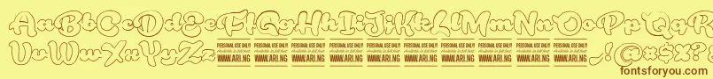 RoughrakoonoutPersonal Font – Brown Fonts on Yellow Background