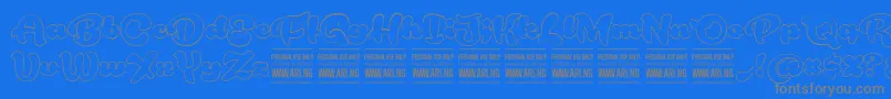 Czcionka RoughrakoonoutPersonal – szare czcionki na niebieskim tle