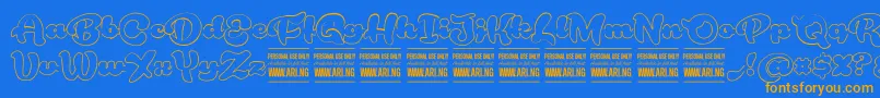 RoughrakoonoutPersonal Font – Orange Fonts on Blue Background