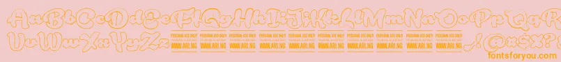 RoughrakoonoutPersonal Font – Orange Fonts on Pink Background