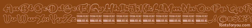 RoughrakoonoutPersonal Font – Pink Fonts on Brown Background