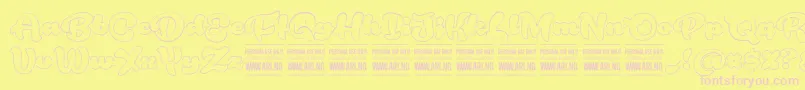 RoughrakoonoutPersonal Font – Pink Fonts on Yellow Background