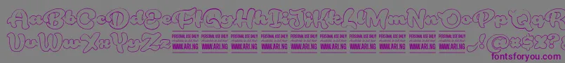フォントRoughrakoonoutPersonal – 紫色のフォント、灰色の背景