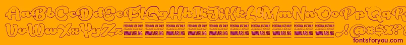 RoughrakoonoutPersonal Font – Purple Fonts on Orange Background