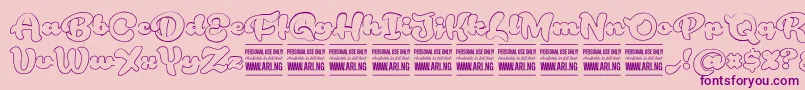 RoughrakoonoutPersonal Font – Purple Fonts on Pink Background