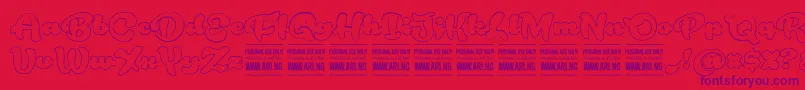 Fonte RoughrakoonoutPersonal – fontes roxas em um fundo vermelho