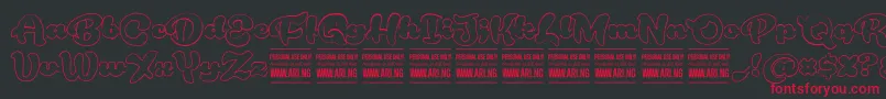 Шрифт RoughrakoonoutPersonal – красные шрифты на чёрном фоне