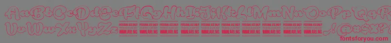 RoughrakoonoutPersonal Font – Red Fonts on Gray Background