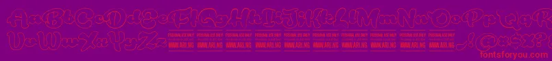 RoughrakoonoutPersonal Font – Red Fonts on Purple Background