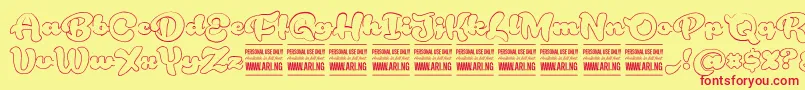 RoughrakoonoutPersonal Font – Red Fonts on Yellow Background